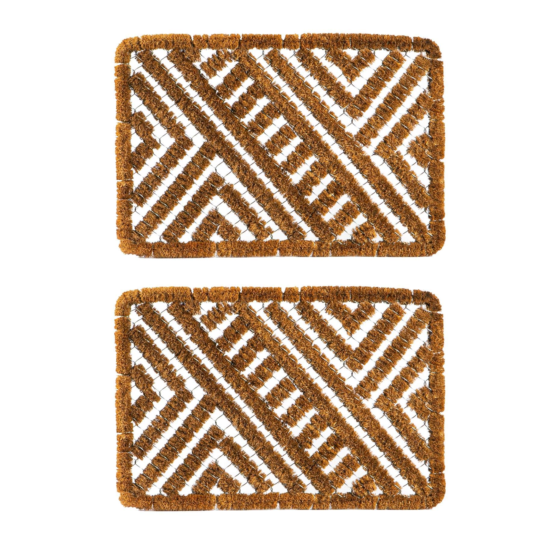 Nicola Spring Mat de Porte de Gratte-Core - Fil extérieur extérieur épuroutteur de Bienvenue - 60 x 40 cm - Natural - Pack de 2