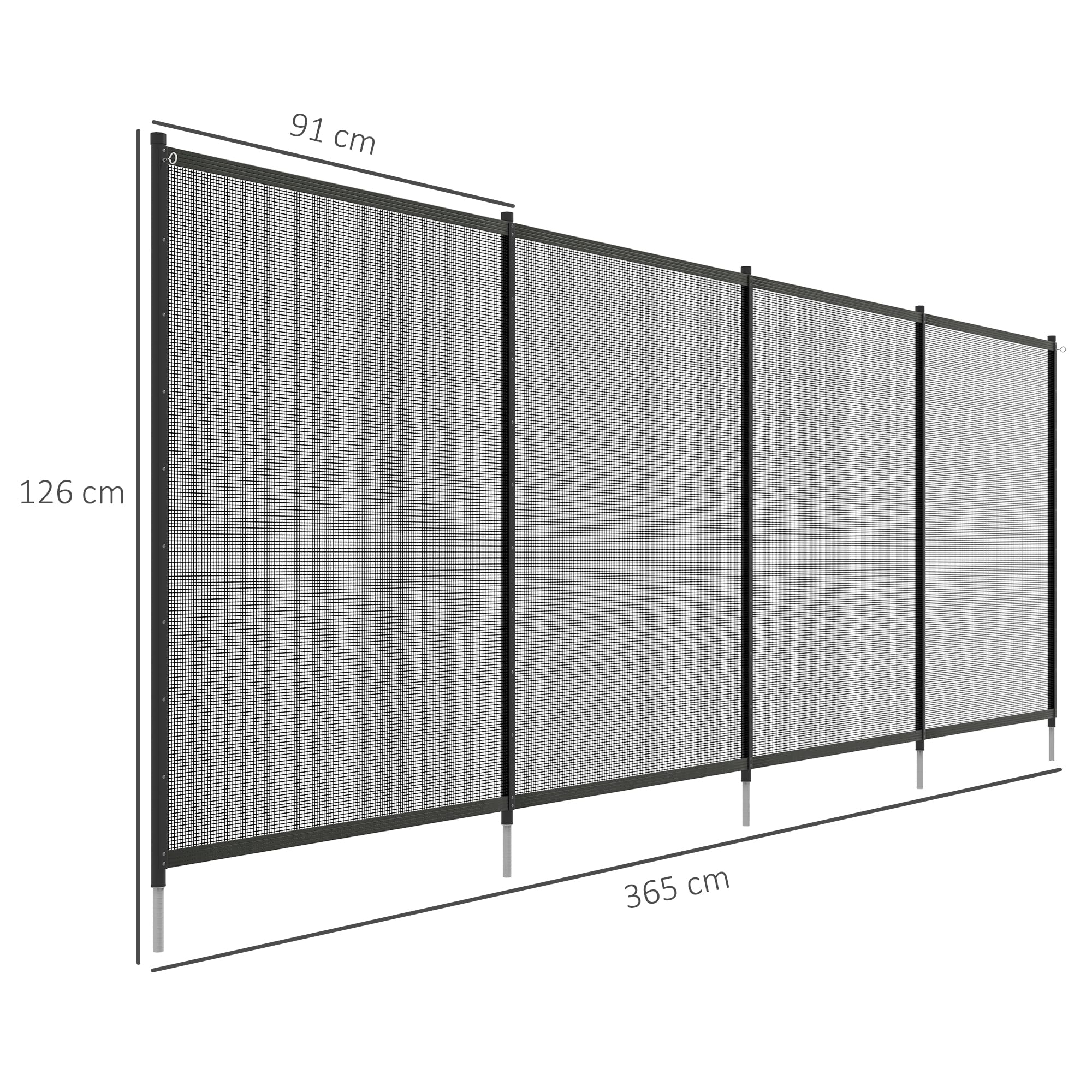 Outsunny Clôture Barrière de Sécurité pour Piscine Lot de 4 365x126cm Noir
