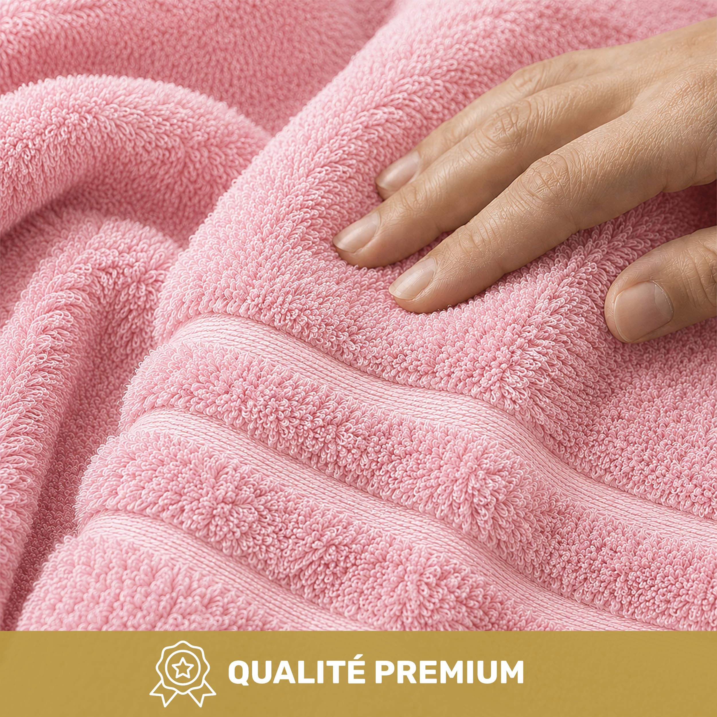 Lavea® Lot de 8 Serviettes de Bain 50x100 cm 100% Coton – Douces et Absorbantes – Parfaites comme Serviette Main, Essuie-Main ou Visage pour Maison, Hôtel et Spa – Rose Pastel