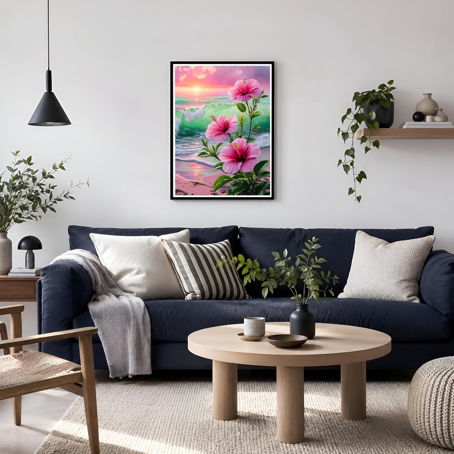 NXIKYO Beach Flower Diamond Art Kits for Adults, Sunset 5D Diamond Painting Dots Art Kits for Beginners, Fun DIY Full Round Gem Painting Crafts for Adults, Home Wall Decor 12 x 16 in image 3