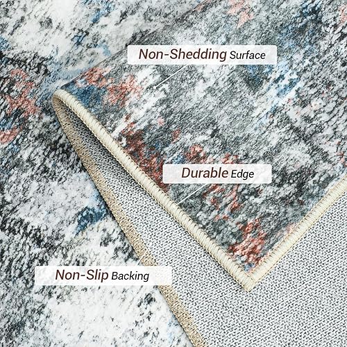Miniatura 3 de Alfombra de área de 6 x 9 pies, diseño moderno abstracto, lavable a máquina, con parte trasera antideslizante, resistente a las manchas, alfombra de