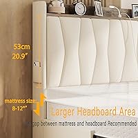 Vista 7 de ANCTOR Queen Bed Frame with 3 Drawers, Upholstered Platform Bed with Storage Headboard and Charging Station, No Box Spring Needed, Easy Assembly