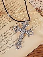 Vista 5 de Sacina Collar de cruz gótica, collar gótico, collares góticos, collares Y2K, collar vintage, collar de cruz para mujer, collar de Halloween, regalo