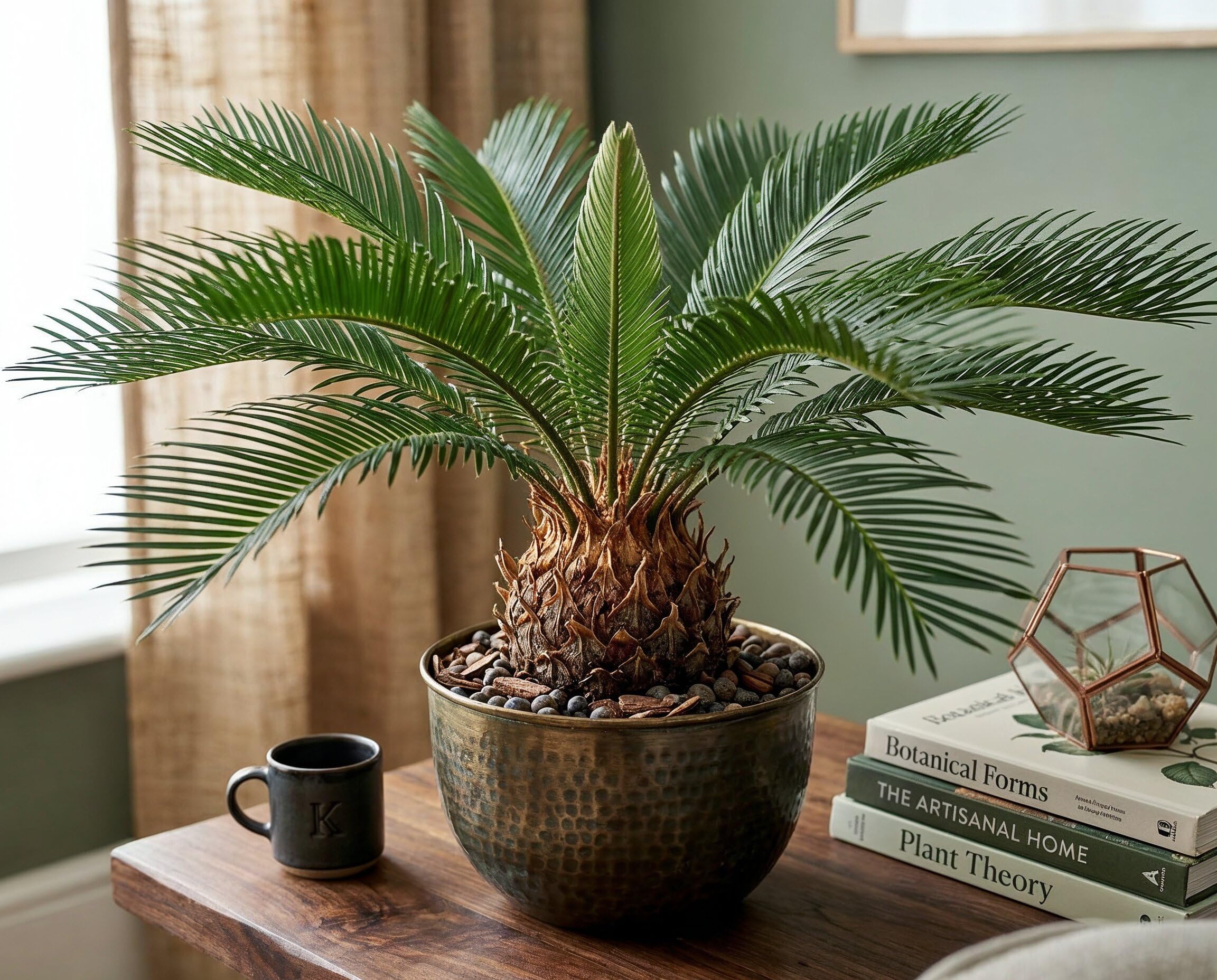 Cycas revoluta Palmfarn - Urzeitpflanze mit palmenartiger Blattkrone - pflegeleichte exotische Zimmerpflanze - robuste Cycadee aus Japan im 17 cm Topf, ca. 55 cm