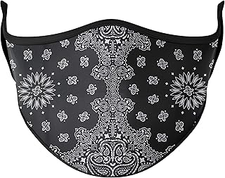 Top Trenz Reusable Face Mask Made with Stretch Cloth for Everyday Use - Indoor/Outdoor Face Cover -Black Bandana - One Size Fits Most Ages 10+