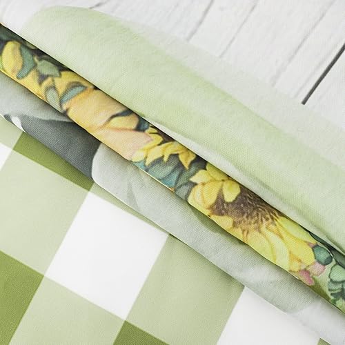 Miniatura 4 de EOBTAIN Juego de cortinas de ducha de girasol, camión de granja, campo, salvia, verde, a cuadros, flores florales amarillas en tablero de madera
