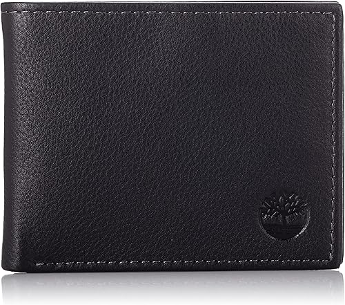 Timberland Wellington Billetera plegable de cuero RFID para hombre Black, Marrón, Cognac