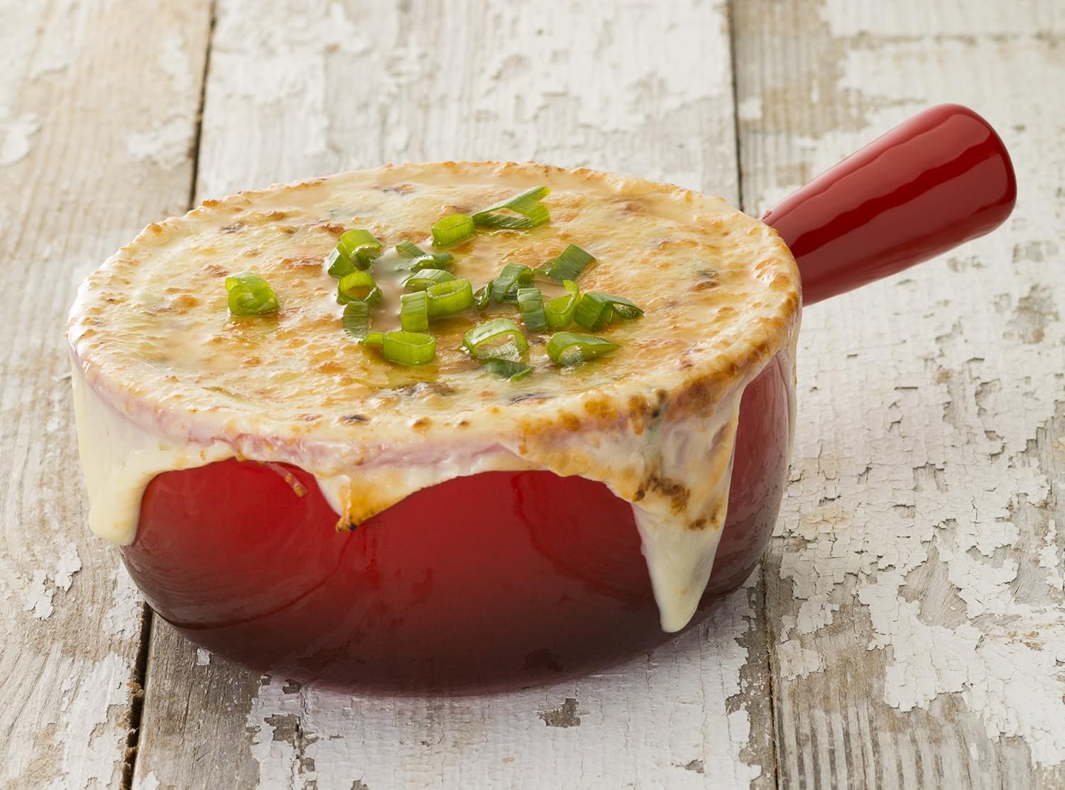  | KooK French Onion Soup Crocks, Ceramic Bowls, Broil, Oven, Microwave and Dishwasher Safe, for Cereal, Soups, Casseroles, with Handle, Stoneware, 15 oz, Set of 4, Red Ombre: Soup Bowls