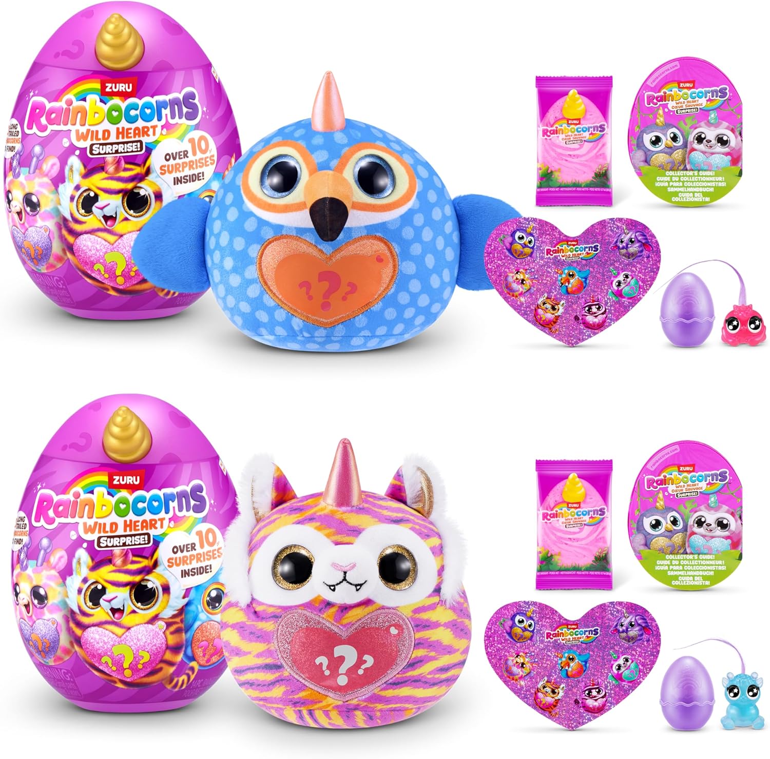 Rainbocorns Wild Heart Surprise 2 Pack by ZURU – Collectible Plush Toy with Surprises, Mystery Egg for Girls & Boys Ages 3+