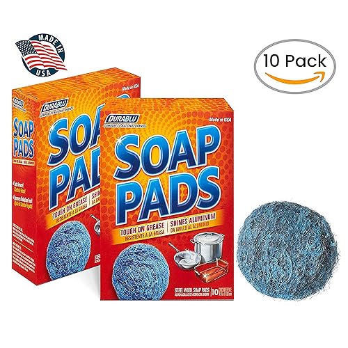 Miniatura 2 de SCRUBIT Paquete de 20 almohadillas de jabón de lana de acero, almohadillas de limpieza de metal para platos, ollas, sartenes y hornos, previamente