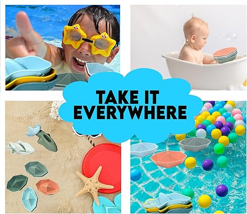 Miniatura 6 de 4 botes de origami, juguetes de baño para niños pequeños, juguetes de bañera para niños de 1, 2, 3, 4 años, regalos para niños y niñas, juguetes de