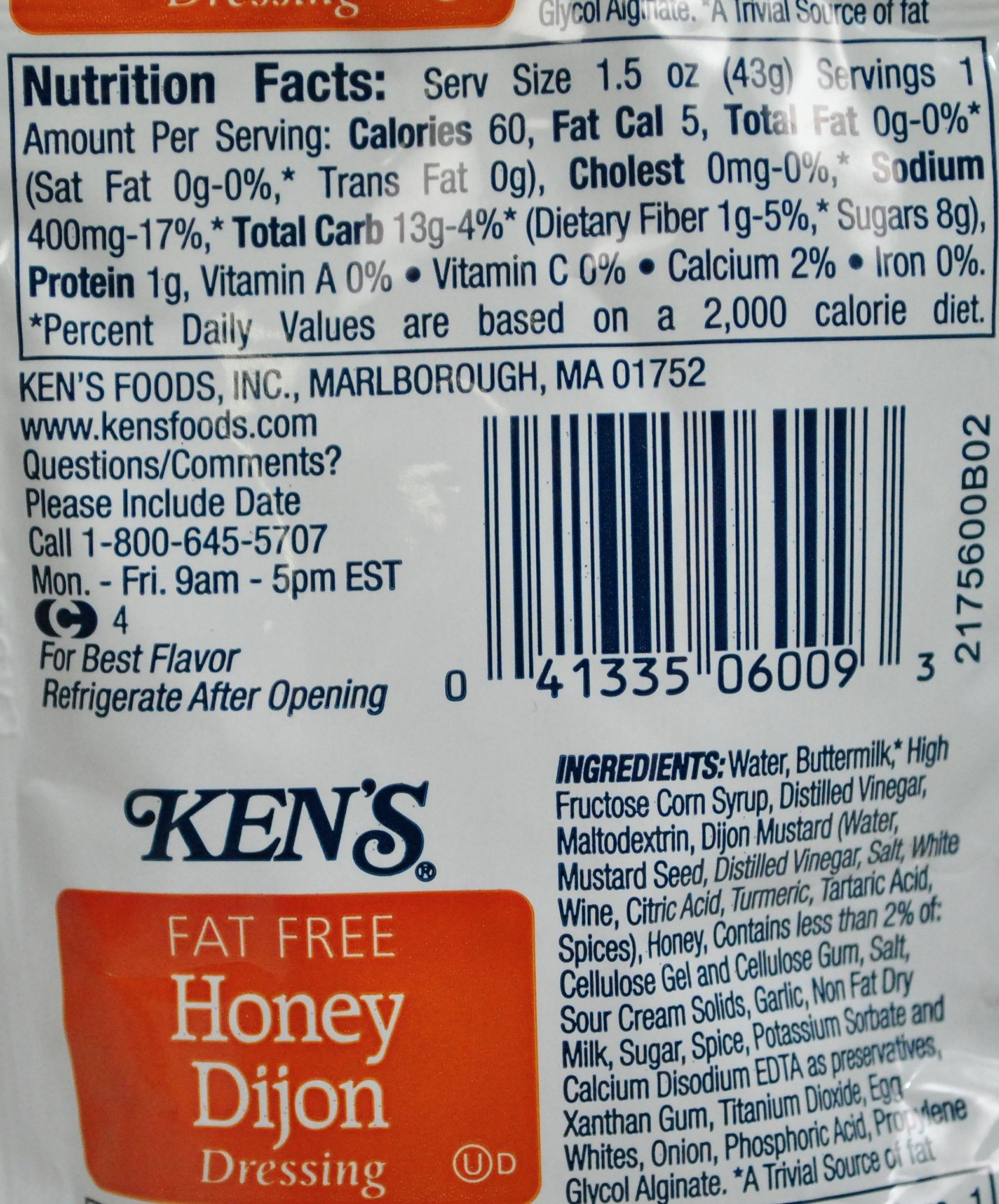 Amazon.com : Kens Fat Free Honey Dijon Mustard (Case of 60) : Ken