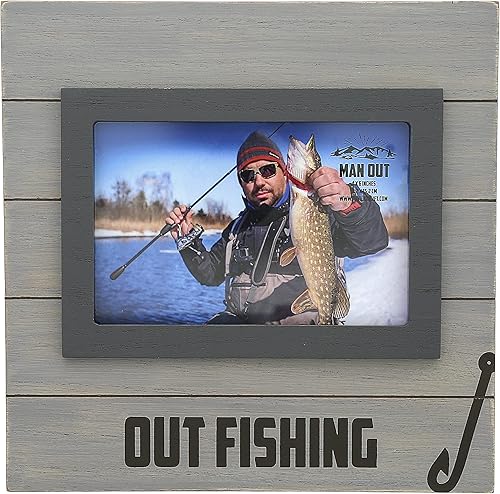 Pavilion - Marco de fotos de madera de pesca con capacidad para fotos de 4 x 6 pulgadas, marcos de fotos rústicos, marco de fotos de vacaciones en