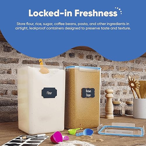 Miniatura 3 de Chef's Path Recipientes herméticos extra grandes de almacenamiento de harina y azúcar con tapas, juego de 2, recipientes de despensa de 6.5L