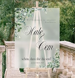 Willkommensschild Acrylglas personalisiert - Made in Germany - Welcome Willkommen Schild für Hochzeit