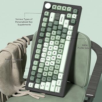 Womier Matcha Keycaps Green, PBT MOA Custom Keyboard Keycaps 60 65 75 100 Percent, Gradient Key Caps Set, 5 Side Dye Sublimation for Cherry Gateron MX Switches Keyboards, Green