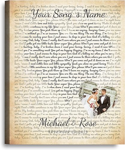 Vista 271 de Letras de música personalizadas, canciones, lienzo/fotos sin marco/impresiones enmarcadas con corazón en nombres de corazón, fecha de carga de fotos
