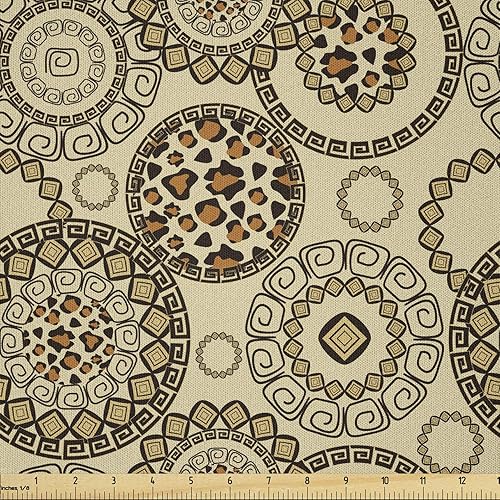 Ambesonne The Yard, tela con estampado de animales de The Yard, estampado de piel de guepardo con estampado de fauna en colores neutros, tela de