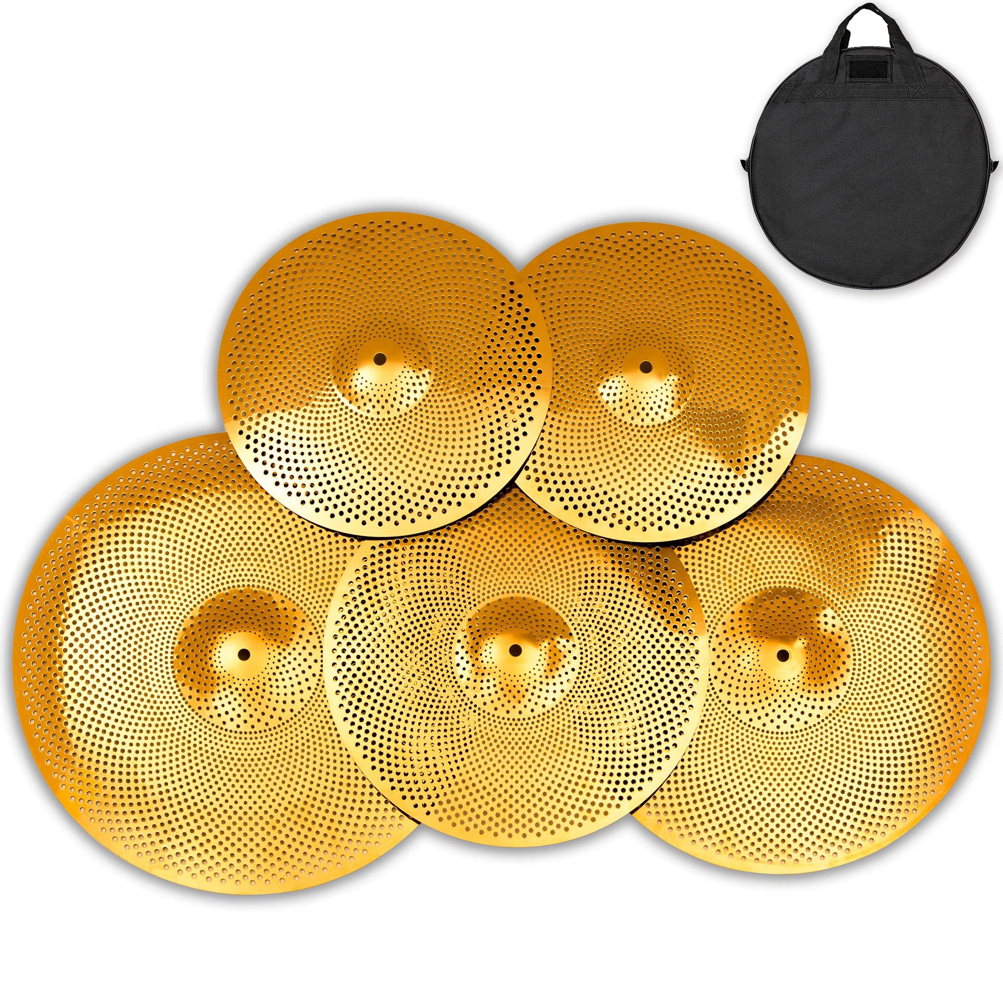 5-teiliges Set Low Volume Übungsbecken Mute Becken Mit Beckentasche Beckensatz