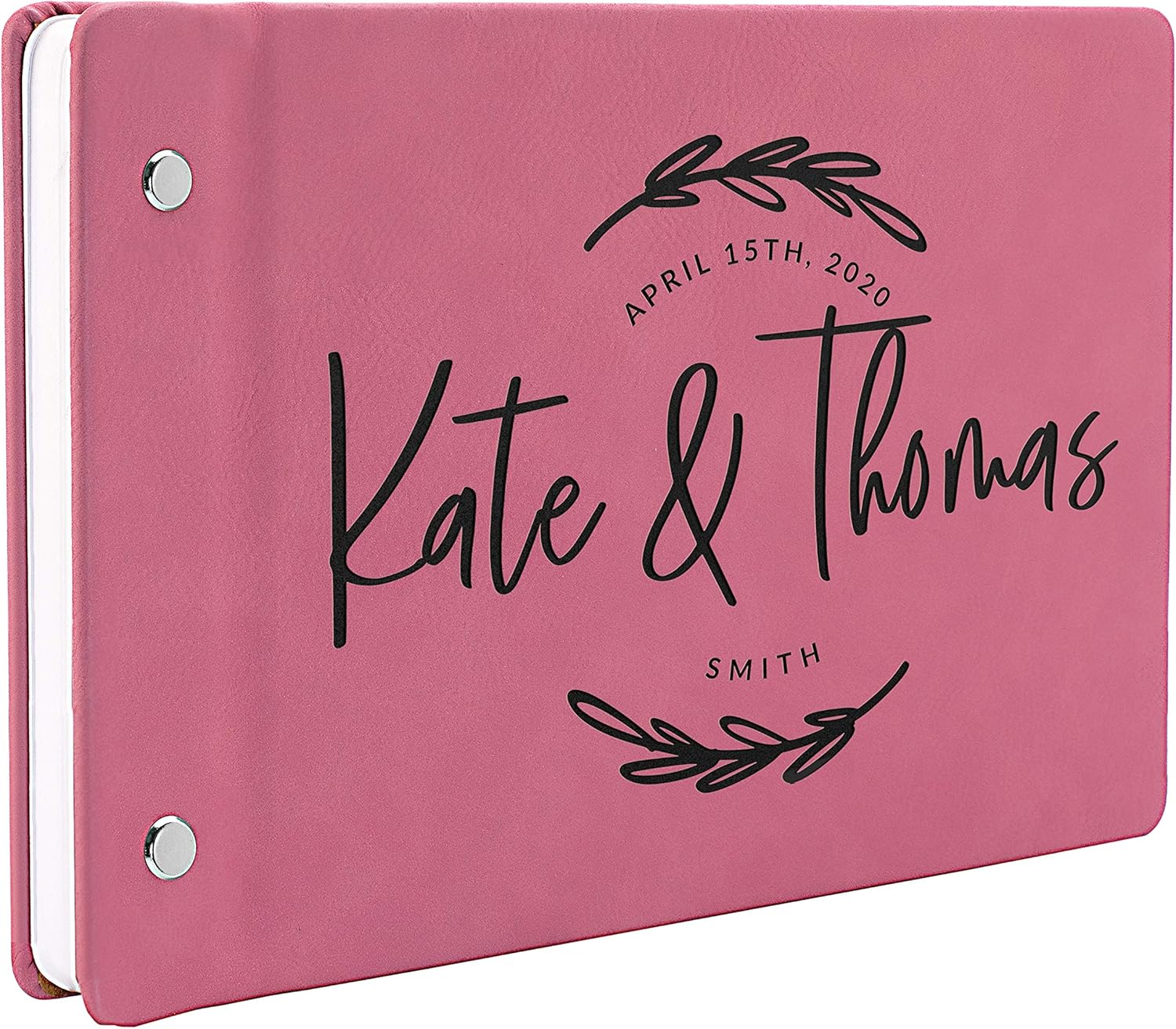 Wedding Guest Book, Personalized Leather Guest Book for