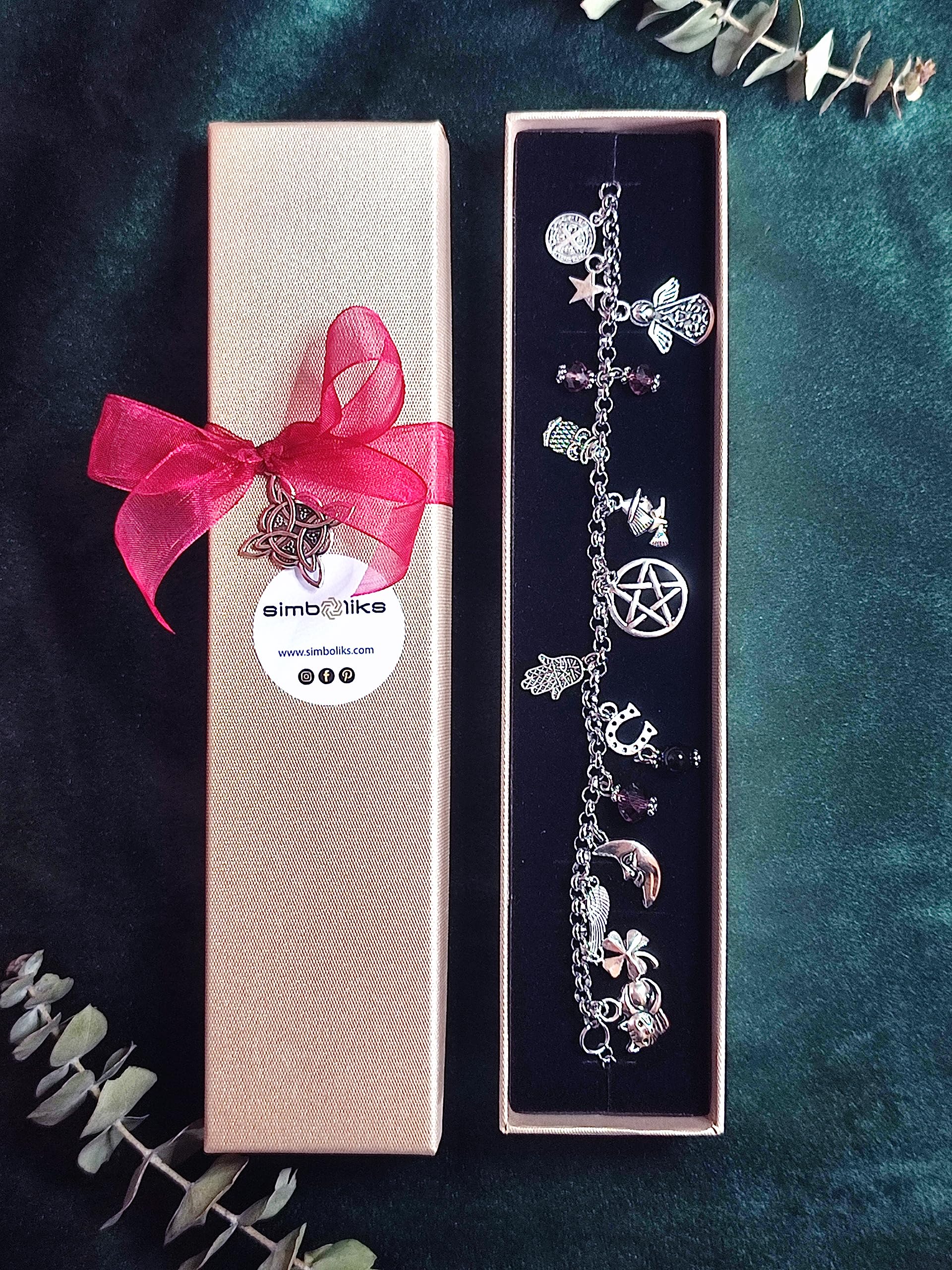 Simboliks Amuletos pulsera bruja protección mal de ojo y hechizos atraer buena suerte y fortuna brazalete witch Pulsera de Protección Wicca y Brujería Amuleto de Brujas y Talismán