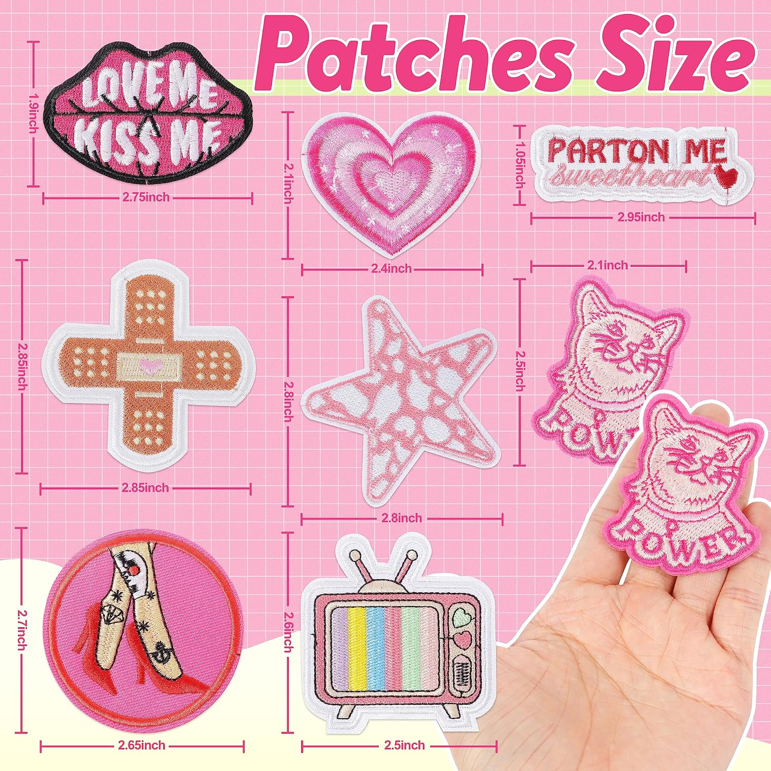 NICEVINYL Preppy Iron on Patches for Girls: 35PCS Pink Applique image 3