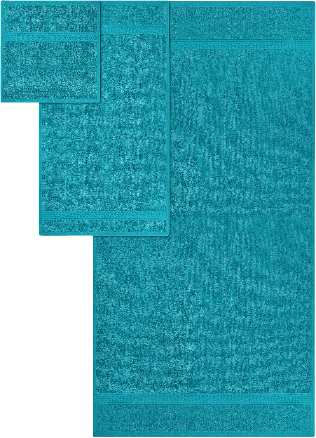 Utopia Towels 8-Piece Premium Towel Set, 2 Bath Towels, 2 Hand Towels, and 4 Wash Cloths, 600 GSM 100% Ring Spun Cotton Highly Absorbent Towels for Bathroom, Gym, Hotel, and Spa (Teal)