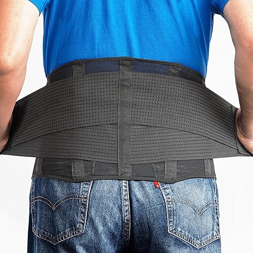 OMAX Soporte lumbar para alivio inmediato del dolor de espalda baja, correas de soporte ajustables dobles para hombresmujeres para el trabajo,