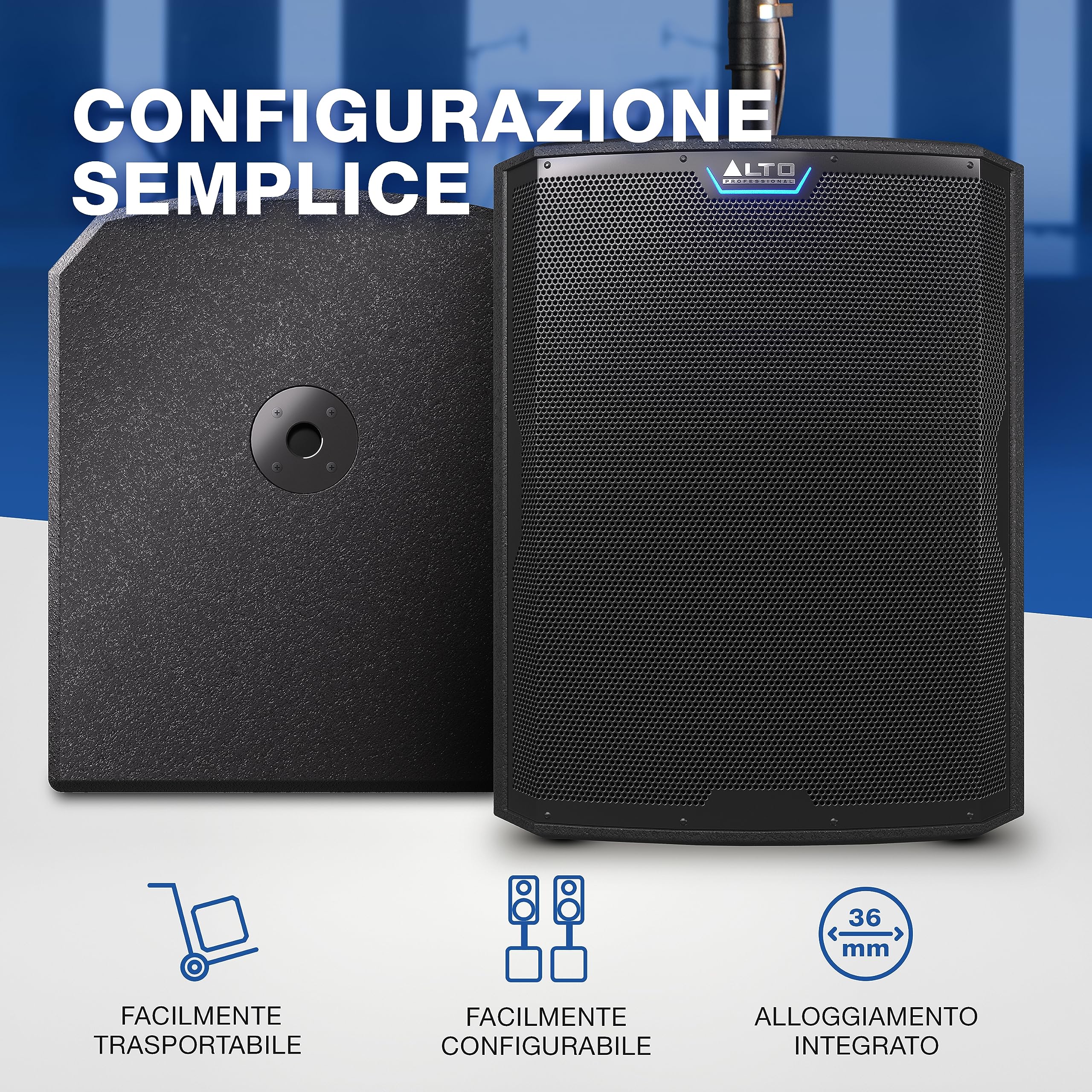 ALTO Professional TS18S + TS18S Cover - Subwoofer da 18" e 2500 W, sistema PA con 6 modalità DSP selezionabili, Easy setup, 137 dB, bobina da 3", bassi superiori