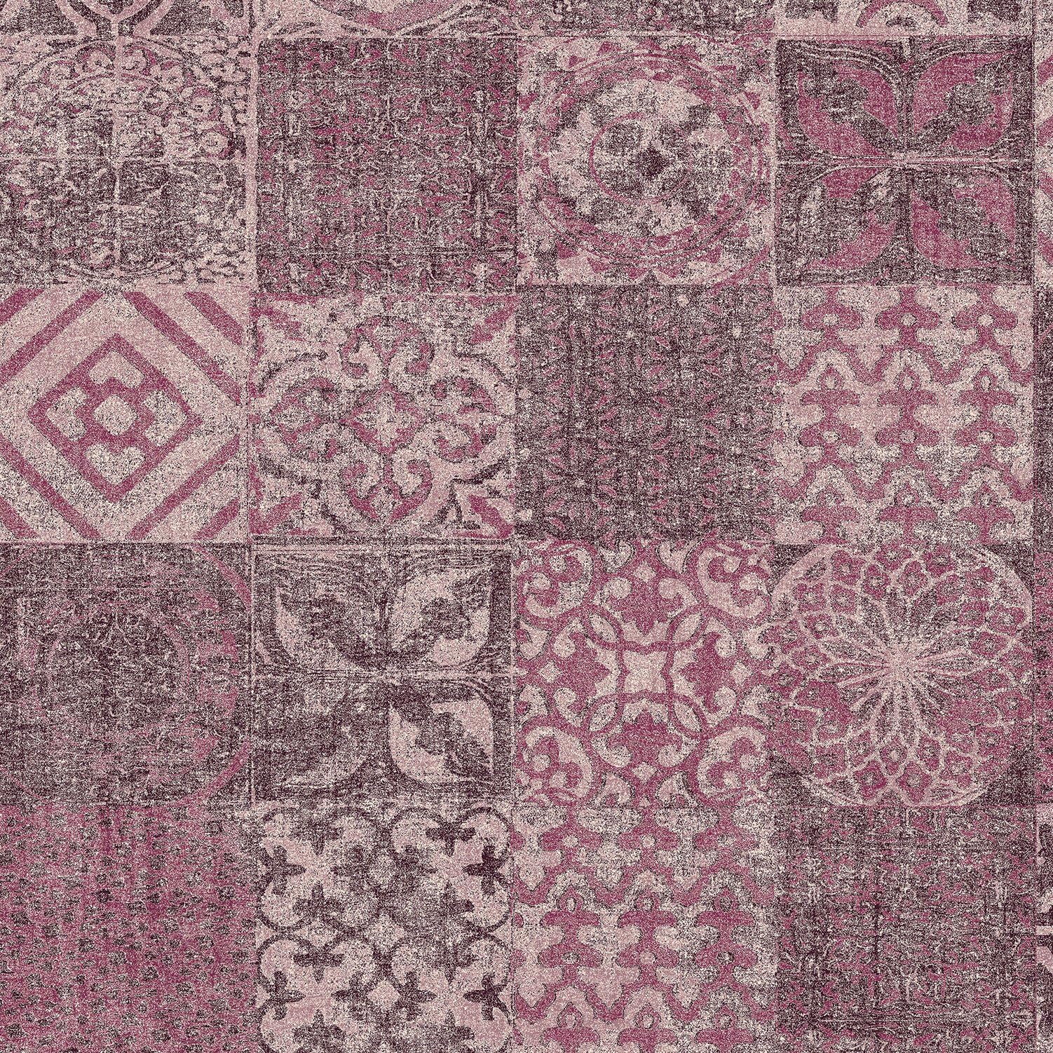 Galerie Passenger Collection Purple Moroccan Tile Design Wallpaper Roll