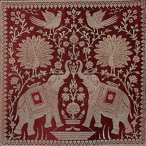 Miniatura 5 de Stylo Culture Brocade - Camino de mesa de centro de jacquard rectangular, bohemio, tradicional, decoración de sala de estar, elefante, pavo real,