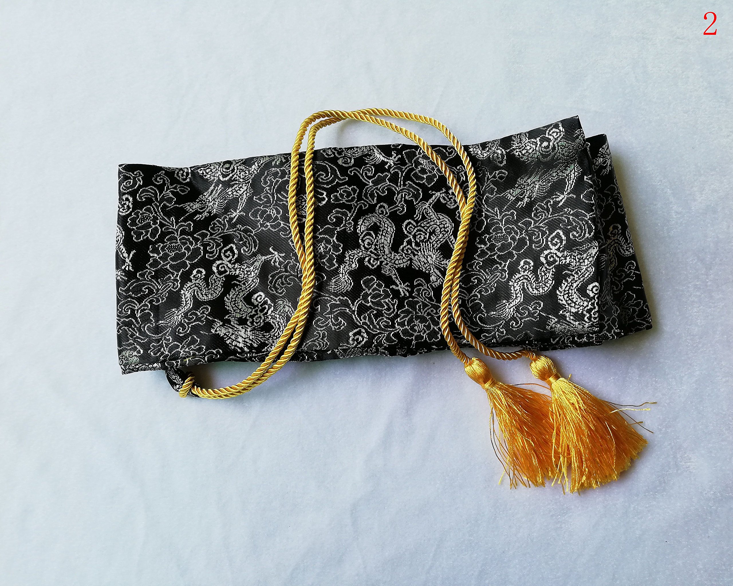 yubo Very Beautiful Silk Samurai Sword Sword Bag Made in China (Black, j2, 53.14in,)