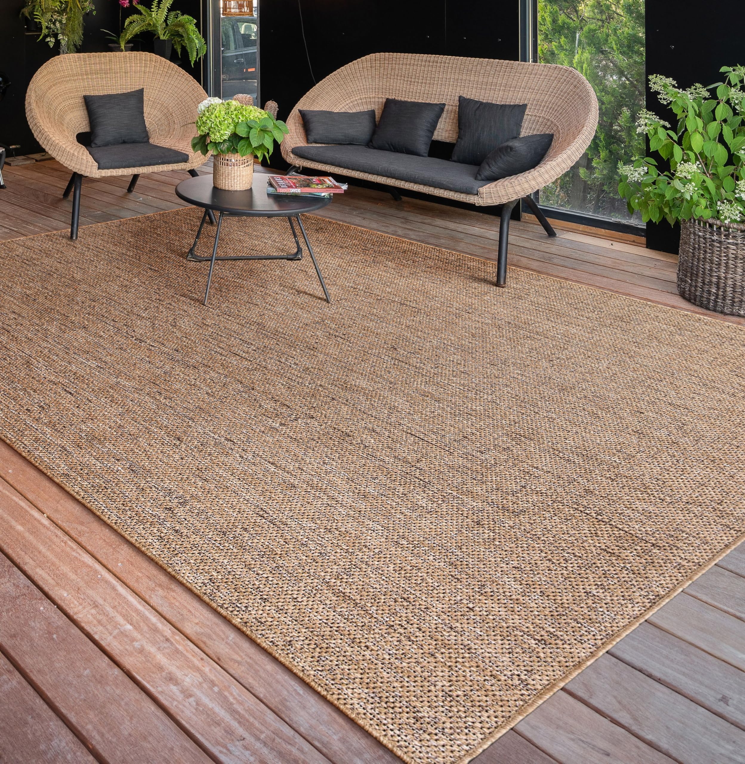 Paco Home Tappeto Cucina Da Esterno Salotto Moderno Balcone Terrazo Lavabile In Lavatrice Motivo Boho Monocolore, Dimensione:160x220 cm, Colore:Beige 2