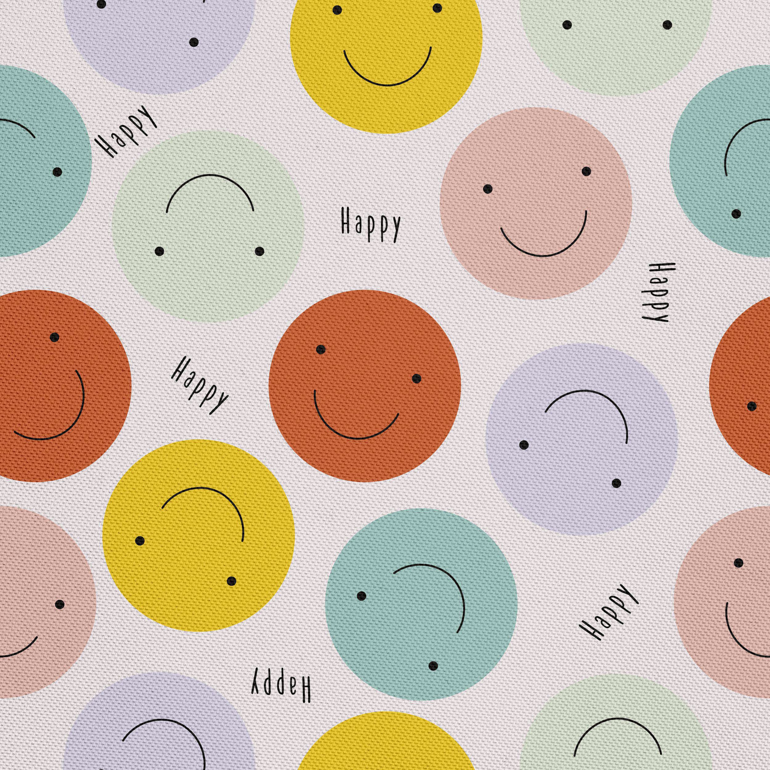 HEKO PANELS Oxford Wasserdichte Meterware Canvas-Stoff Polyester Zum Nähen Nähstoffe Möbelstoffe Dekostoffe Handwerken Wasserabweisend Blickdicht Smileys 5 Meter 155 x 500 cm