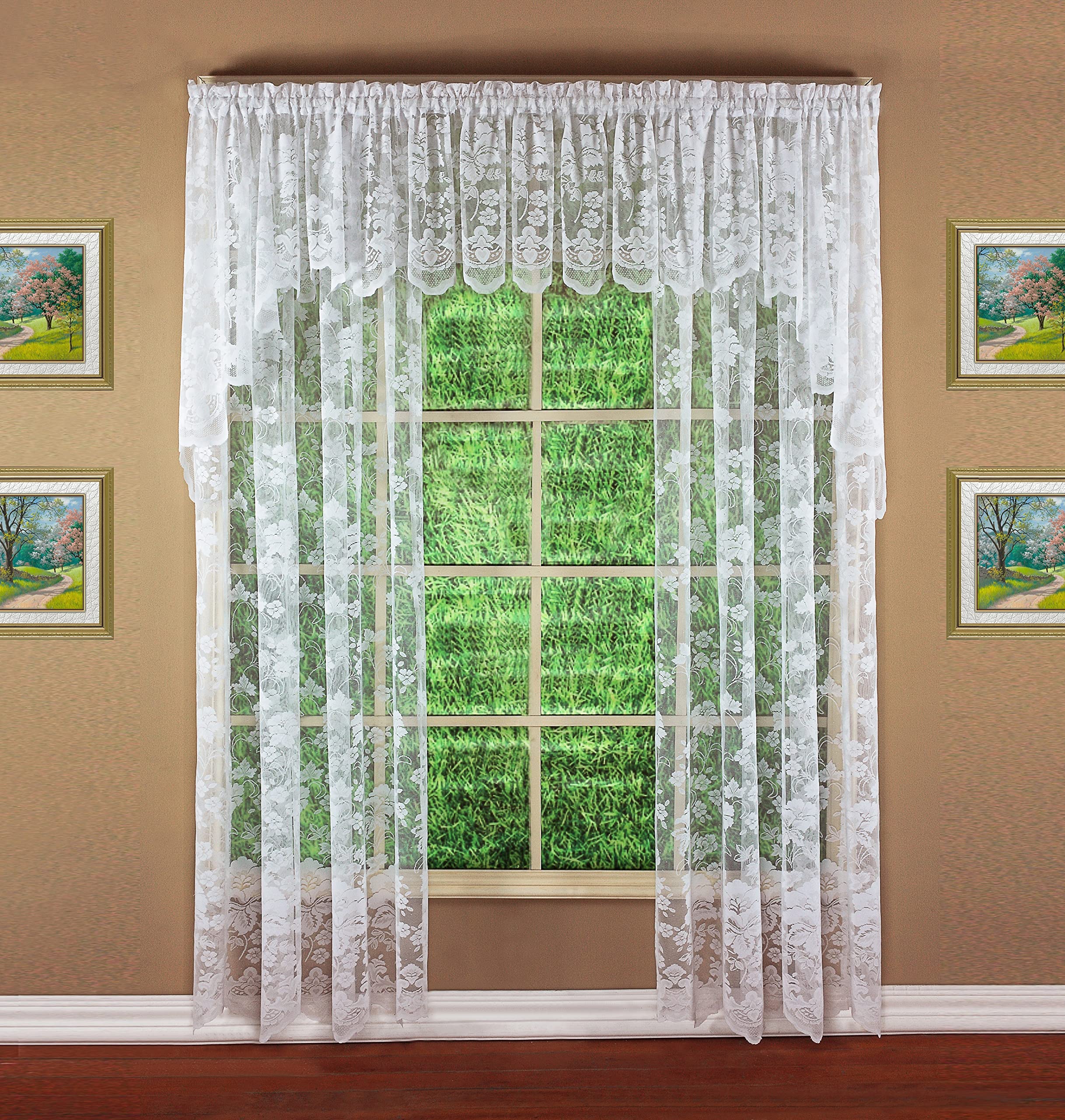 Today's Curtain Floral Vine Lace Panel 84", White, 60W x 84L
