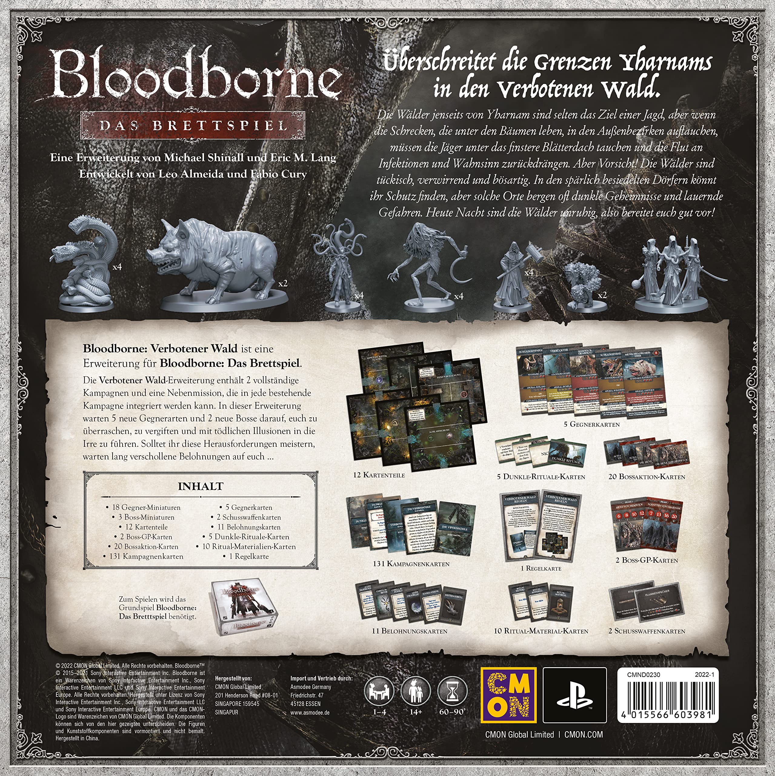 CMON, Bloodborne: Gra planszowa – Zakazany Las, rozszerzenie, gra ekspercka, Dungeon Crawler, dla 1-4 graczy, od 14 lat, 60-90 minut, wersja niemiecka, 2. rozszerzenie
