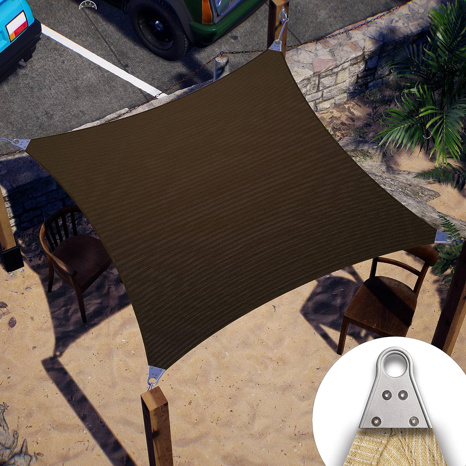 ColourTree Super Ring 12' x 15' Brown Customized Size Sun Shade Sail,Commercial Grade UPF50 Canopy Structure, Reinforced Corners & Edges, 260 GSM Fabric Heavy Duty -3 Years Warranty