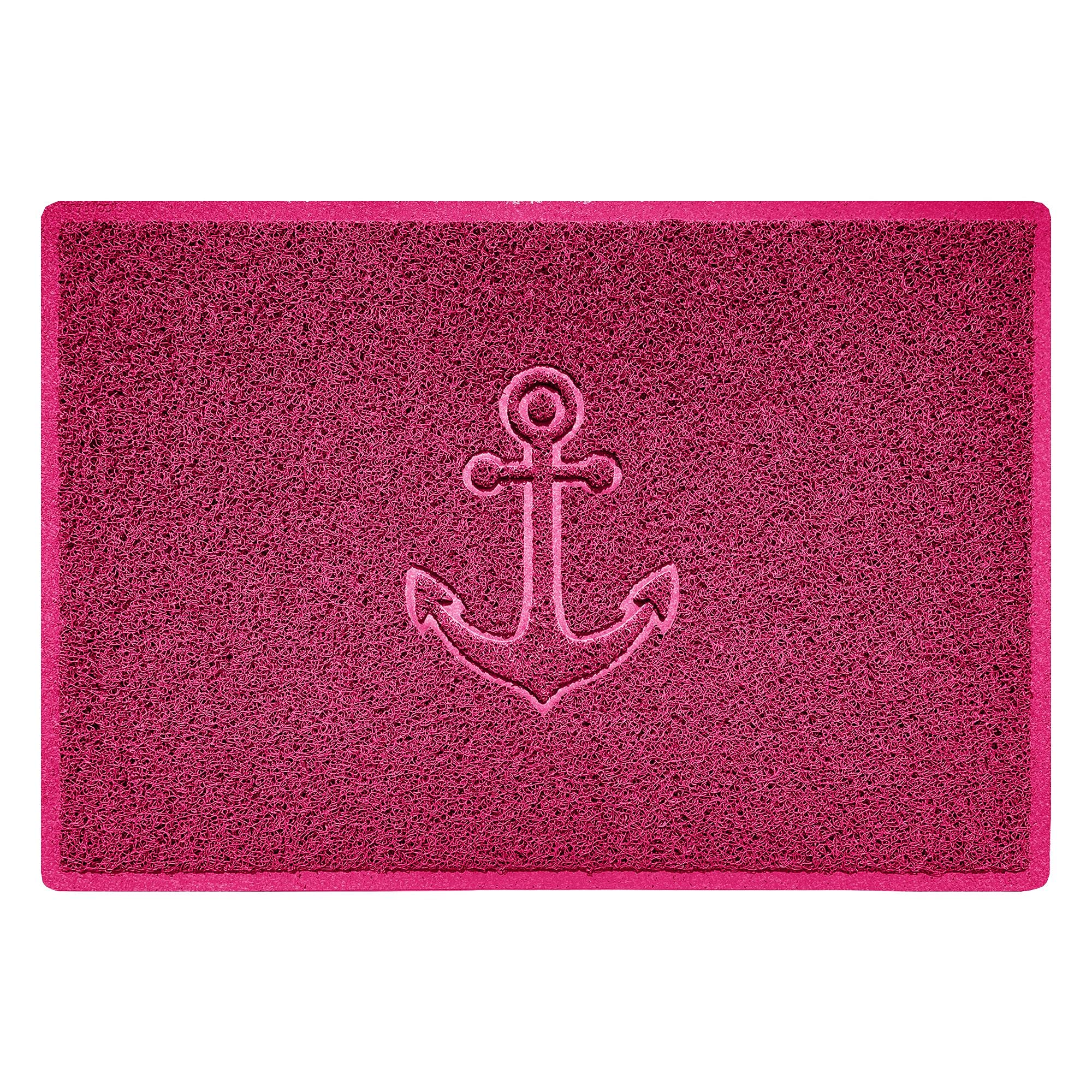 Nicoman Anchor Embossed Shape Door Mat Dirt-Trapper Washable Barrier Doormat-(Use Indoor or Sheltered Outdoor)-(90x60cm/3x2ft,Large) Pink