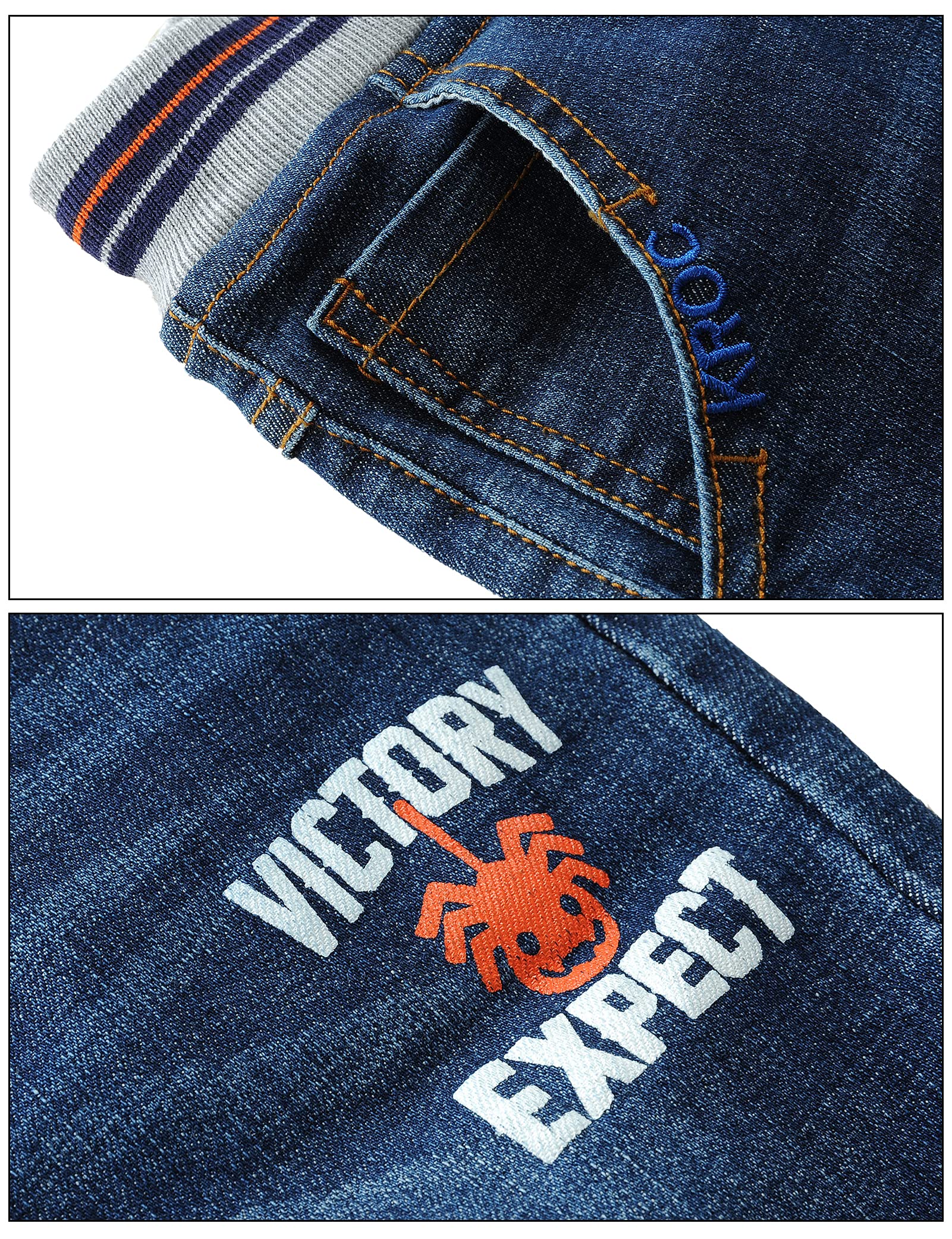 Maeau Jeans a Vita Media per Bambini a Lunghezza Intera a Vita Media, lavati, per Bambini dai 3 ai 14 Anni