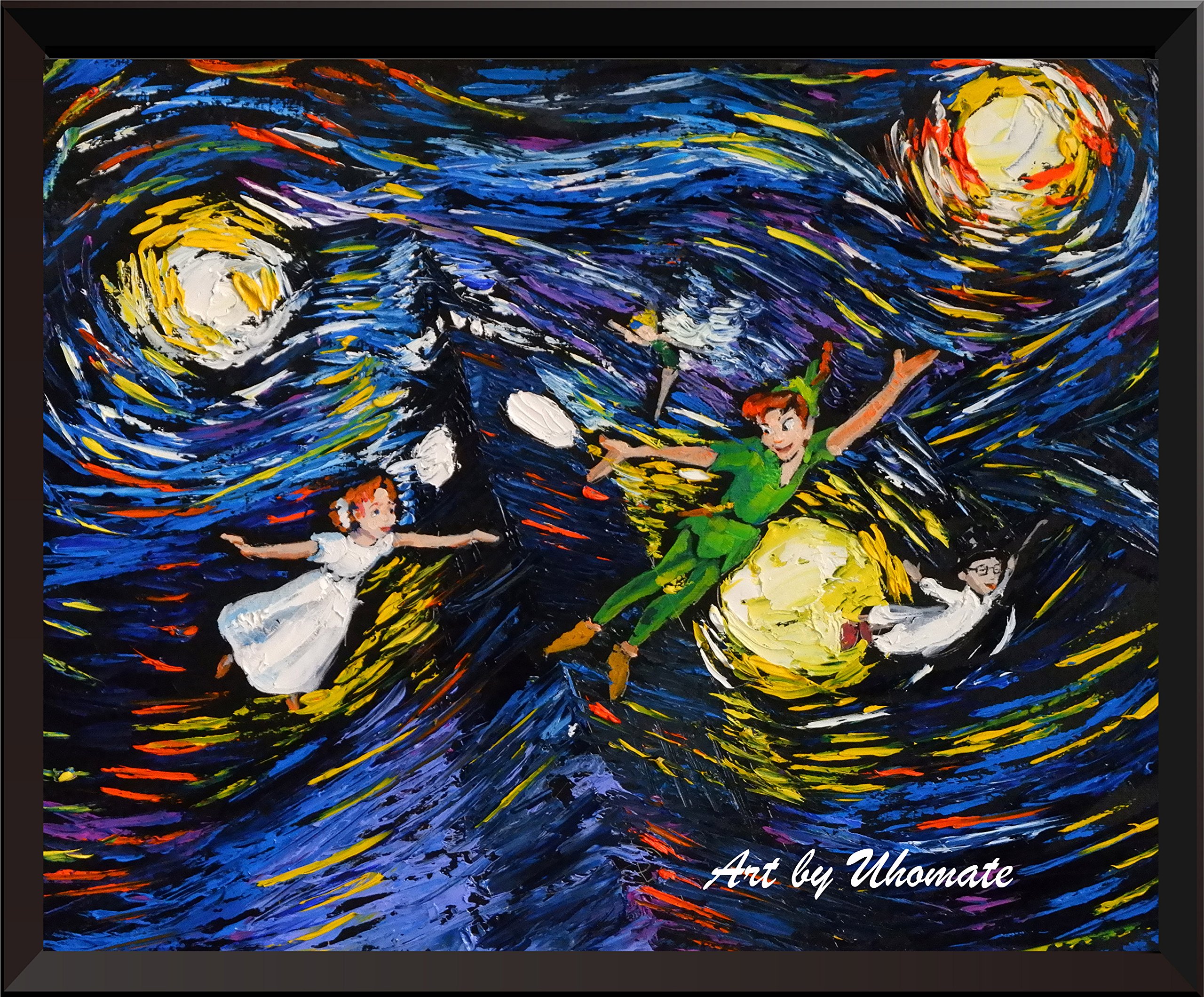 UhomatePeter Pan Never Grow Up Princess Tinkerbell Vincent Van Gogh Starry Night Posters Home Canvas Wall Art Baby Gift Nursery Decor Living Room Wall Decor A032 (8X10)