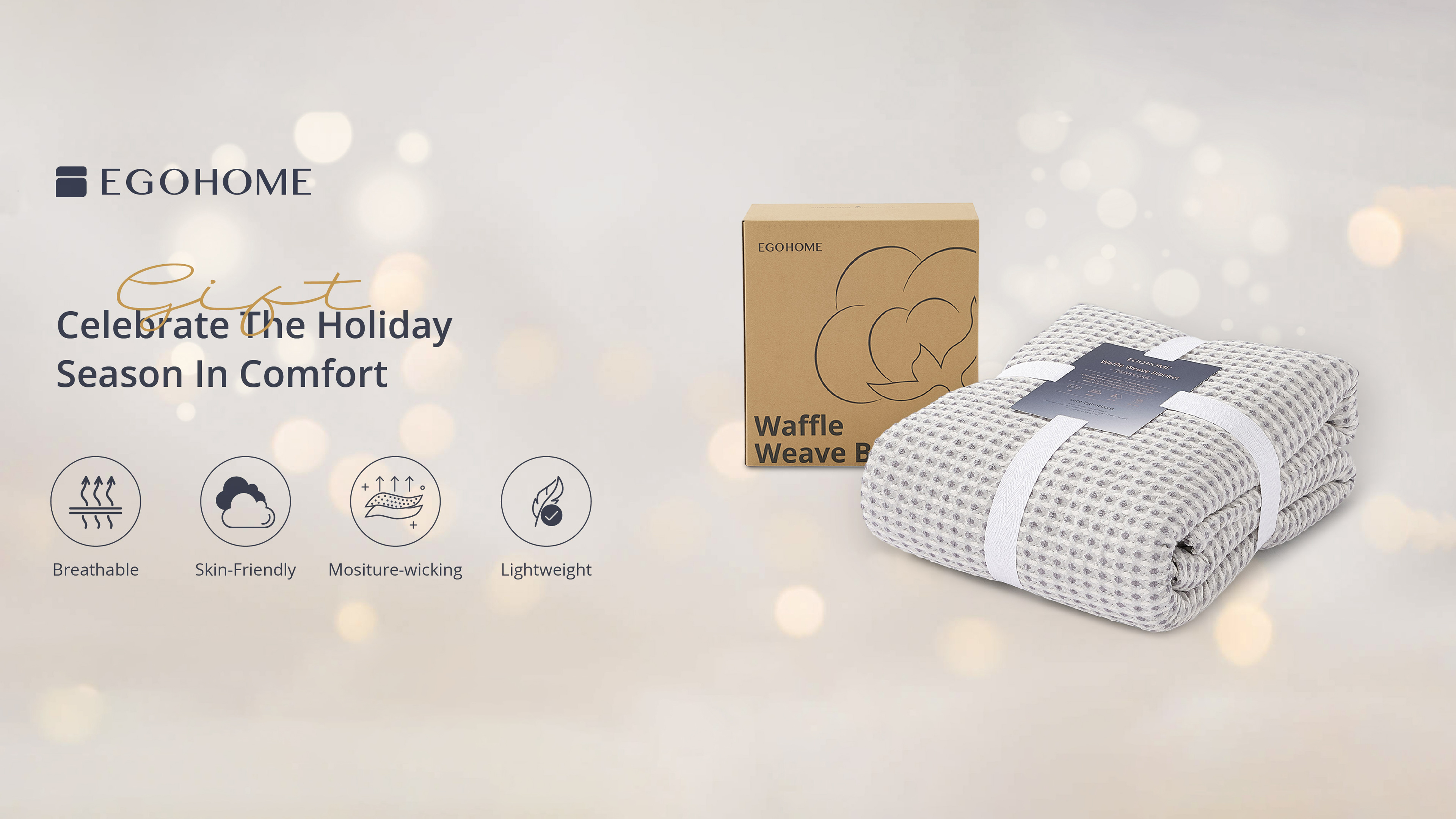 EGOHOME Manta Ligera de Algodón con Diseño Bicolor a Cuadros en Patrón Waffle miniatura 7