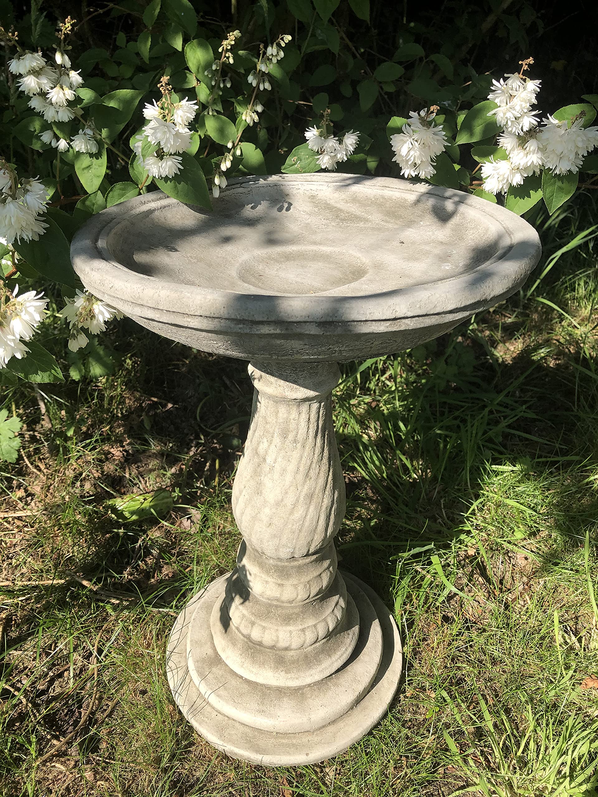 Estatua de piedra retorcida para baño y comedero de pájaros | Adorno decorativo vintage para jardín al aire libre