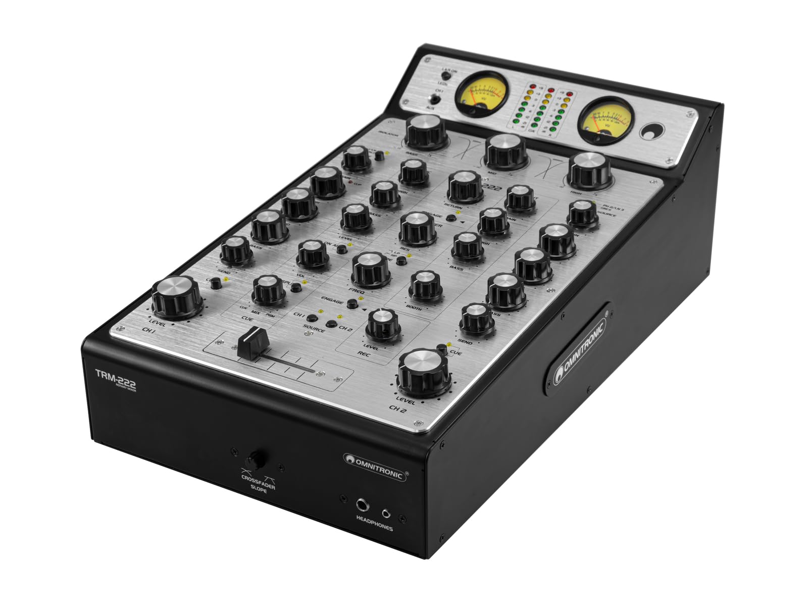 OMNITRONIC TRM-222 2-Kanal Rotary-Mixer | Rotary-Mixer mit 3-Band-Frequenzisolator, VCF-Filter und FX Loop