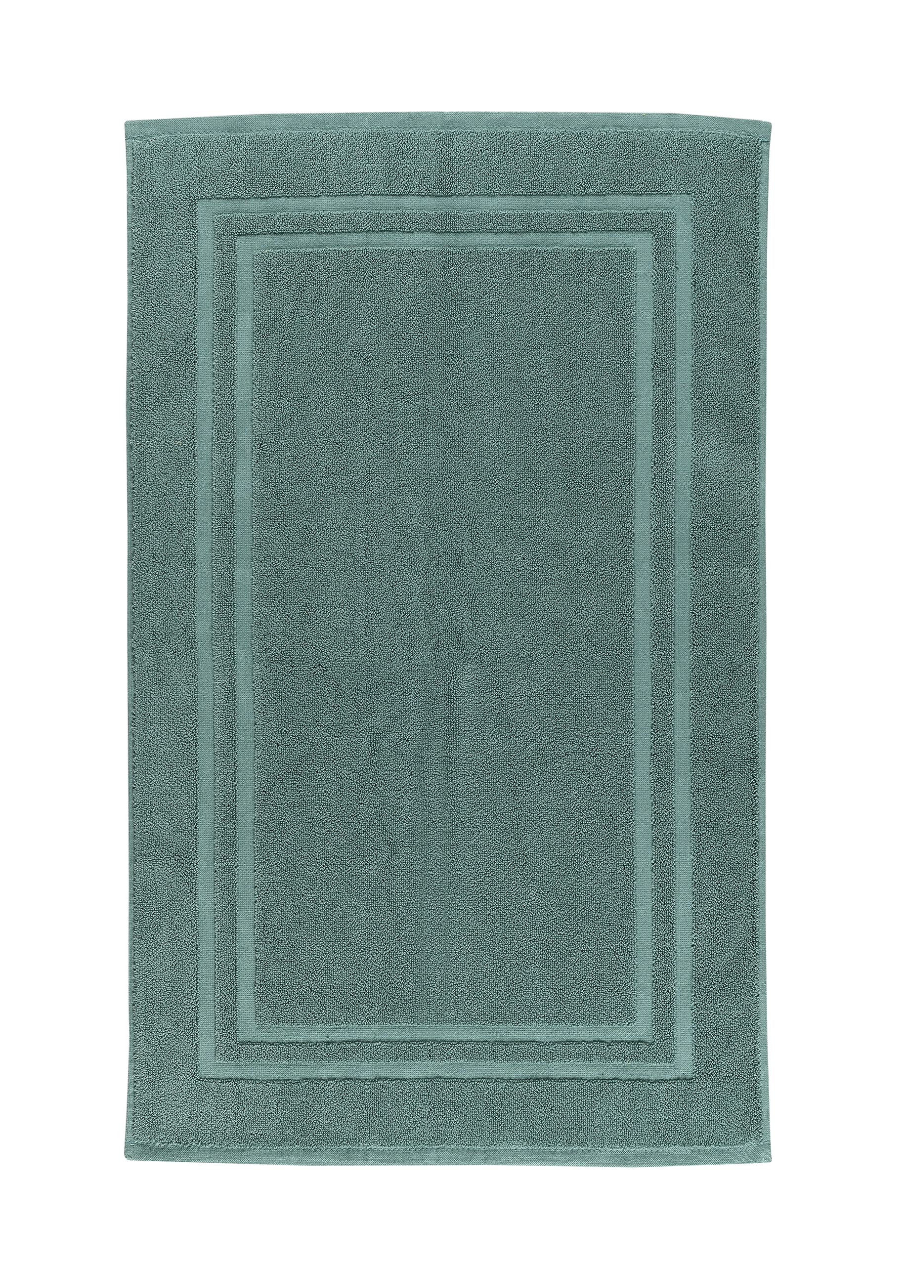 La Maison 100% Cotton Super Soft and Absorbent Bath Mat Shower Mat 50cms x 80cms Hotel Frame Stripe Border (Sage Green) โ image 1