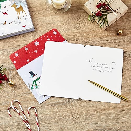 Miniatura 2 de Hallmark - Tarjetas de Navidad en caja, muñeco de nieve y reno (16 tarjetas con 17 sobres con diseño)