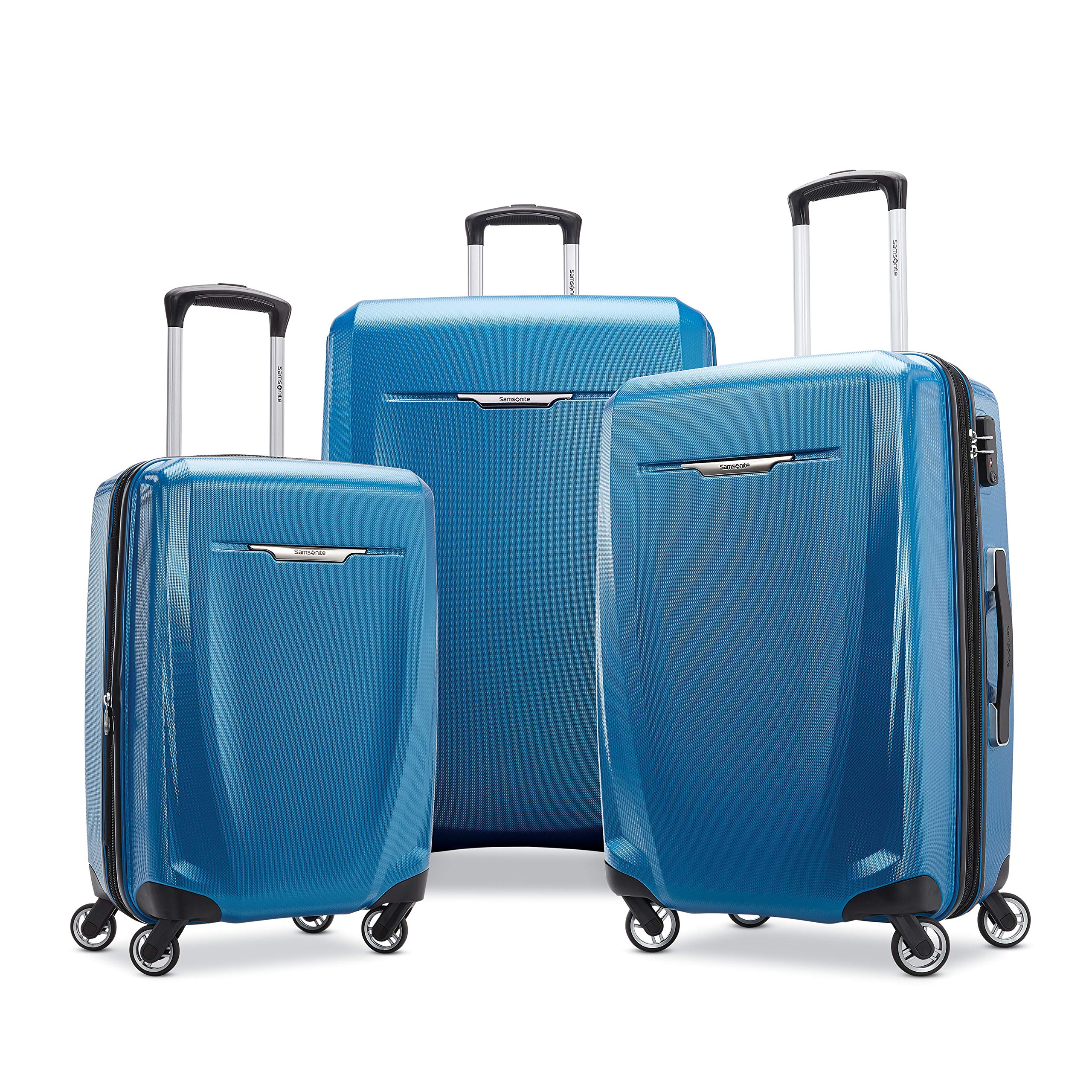 Samsonite Winfield 3 DLX Hardside Expandable Luggage with Spinners, Blue/Navy, 3-Piece Set (20/25/28)