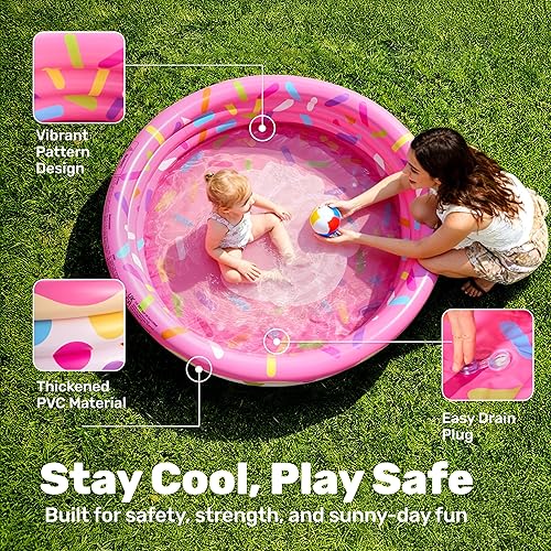 Miniatura 2 de 3 Pack 45" X 10" Inflatable Kiddie Pools, Watermelon & Pineapple & Cupcake Swimming Pool for Kids Seasonal Merriment, Indoor&Outdoor Water Pool Baby