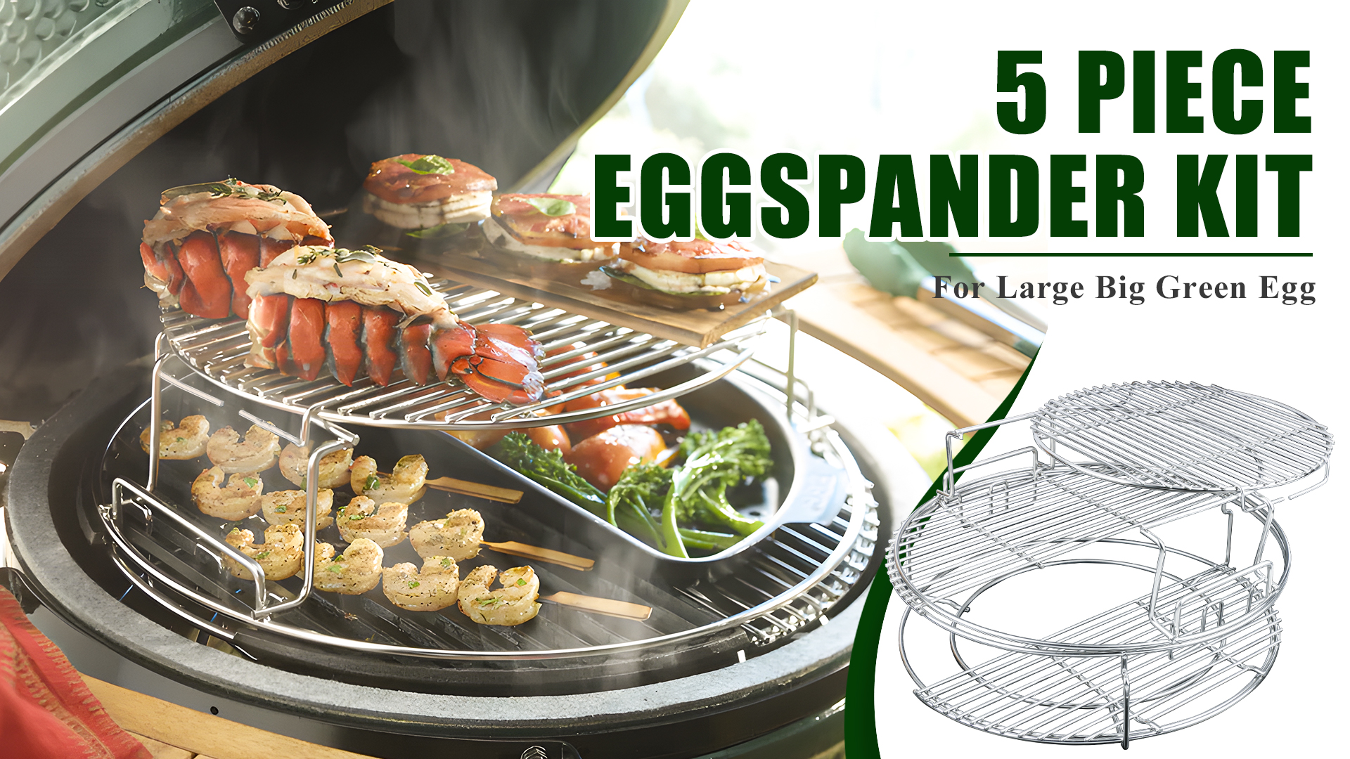 cooking fish big green egg best accessories Amazon.com : DOLAMOTY Expander Rack Kit with Drip Pan for Big Green Egg  Large, Green Egg Accessories Replacement Parts, Eggspander Rack for BGE 5  Piece Kit Conveggtor Basket with Removable Cooking System :