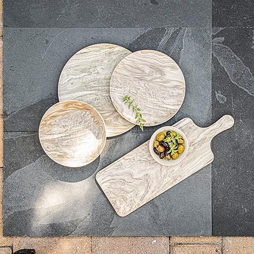 Miniatura 3 de TarHong Plato llano de madera del desierto real, 10.5 pulgadas, planta (material de melamina a base de plantas mayoritarias), inastillable,