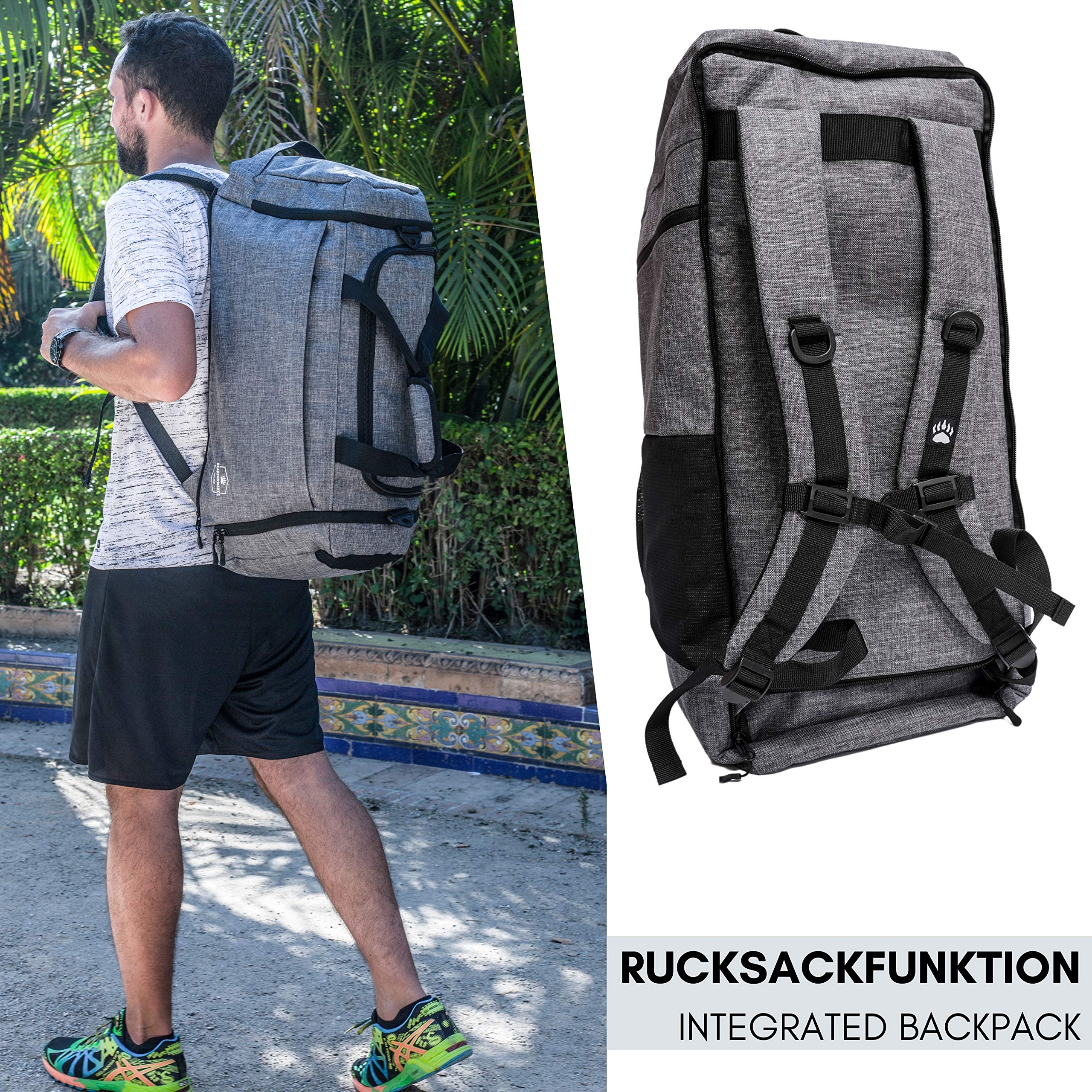 GRIPMODE Sports Bag With Large Shoe Compartment, Wet Compartment, Backpack Function